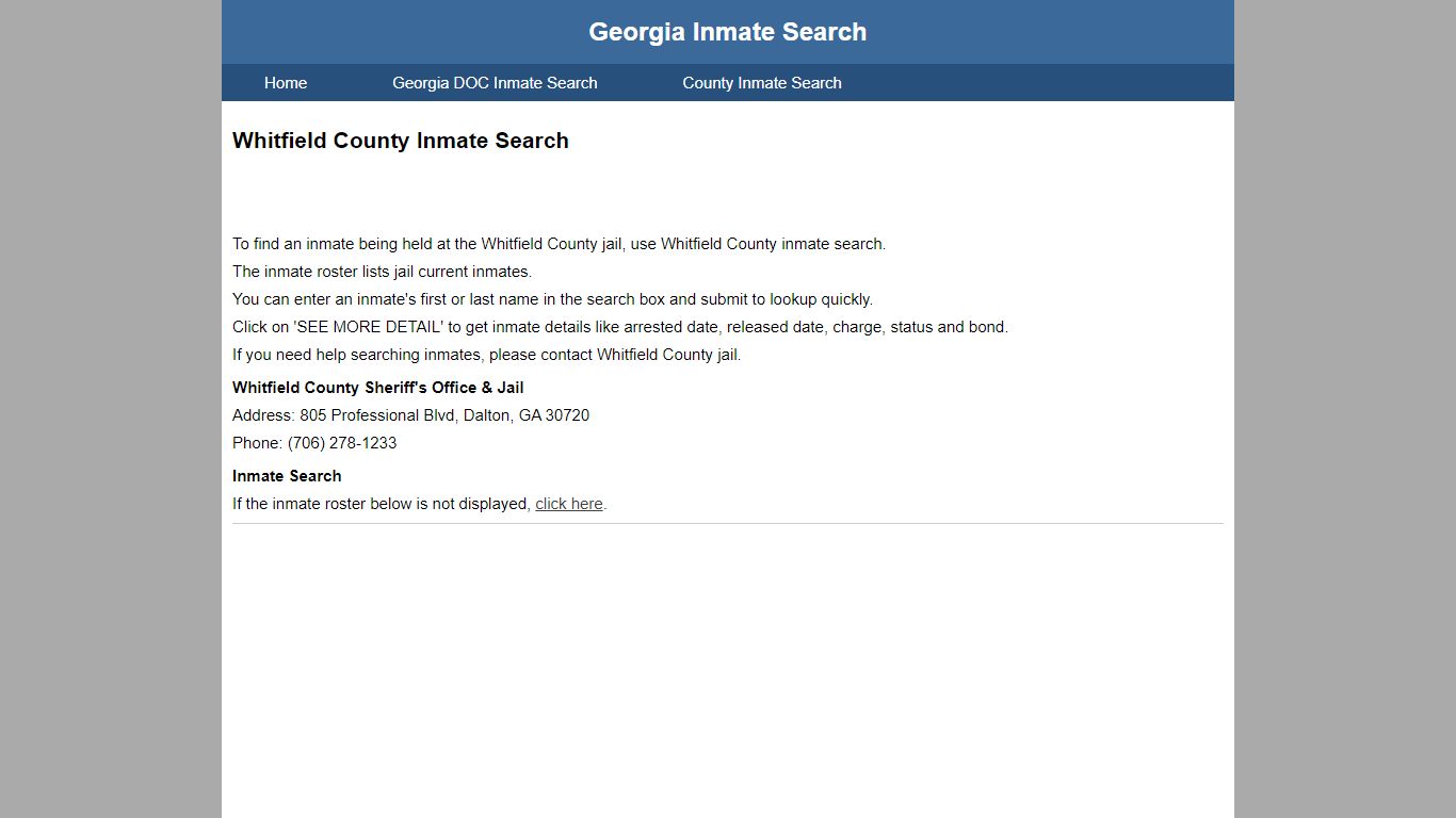 Whitfield County Jail Inmate Search